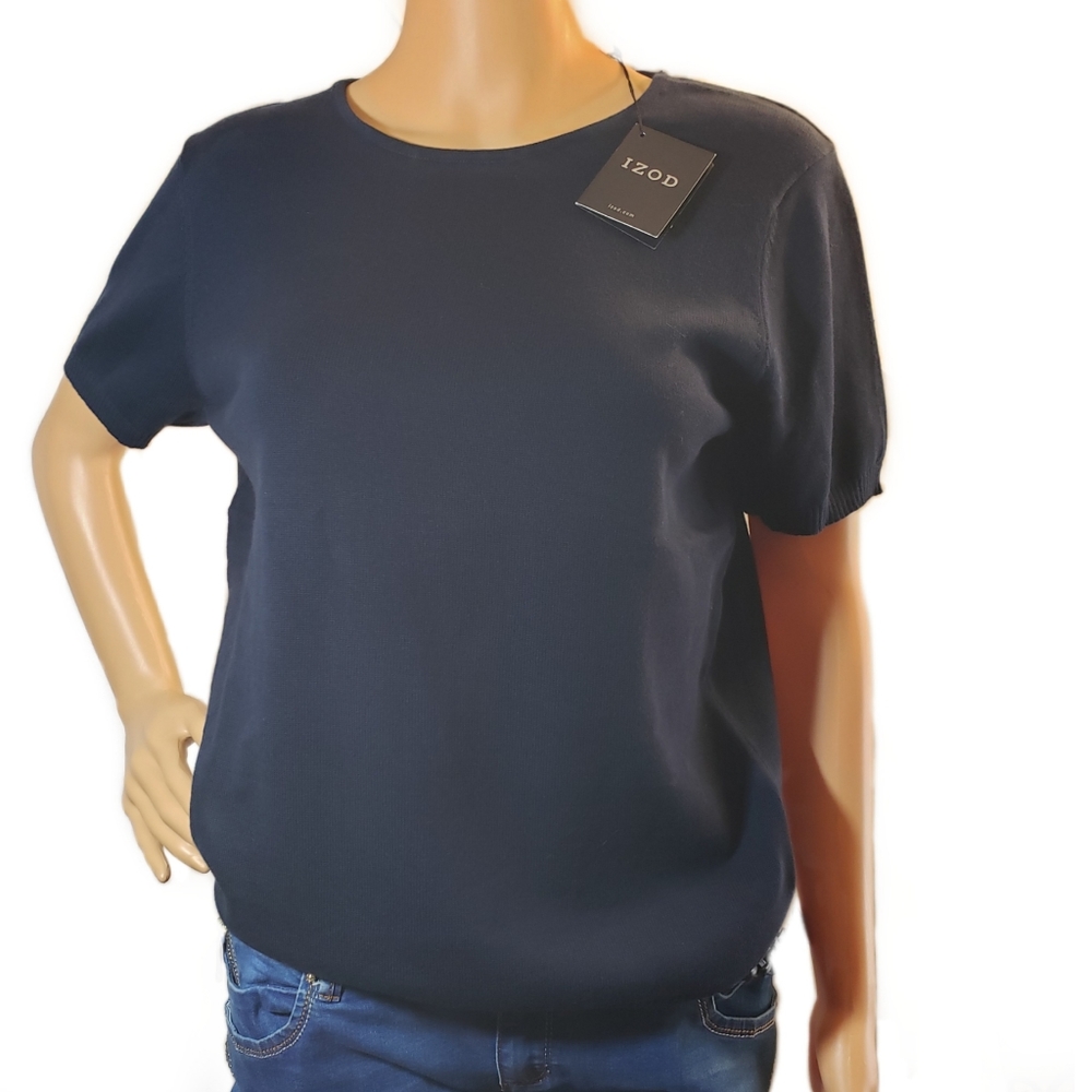 Navy Short Sleeve Izod Sweater
